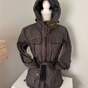 Superdry Women's Dark Brown Motorcycle Stylish Utility Jacket